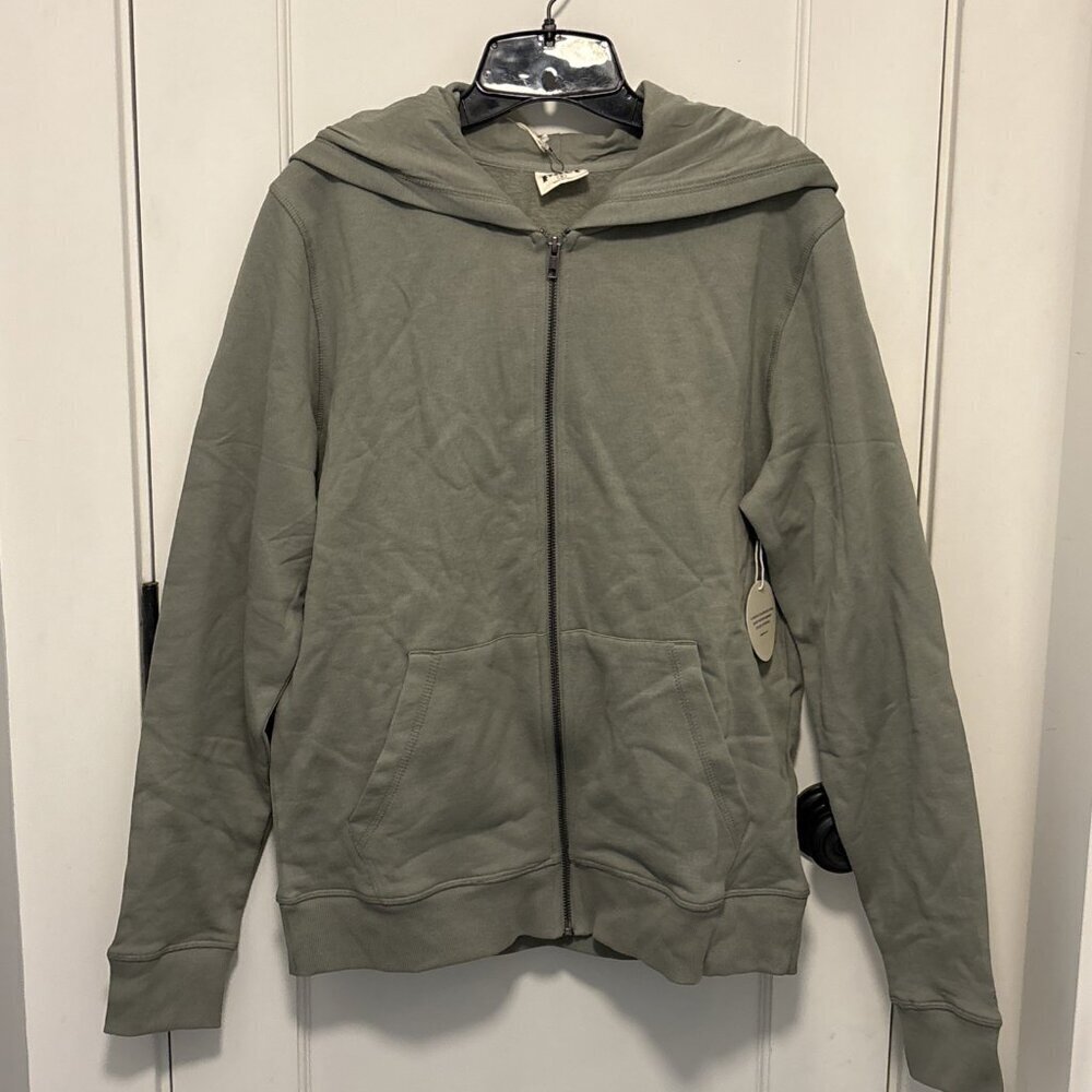 Pact Unisex S One For All Hoodie Shadow Green Fleece Zipper 100% Organic Cotton